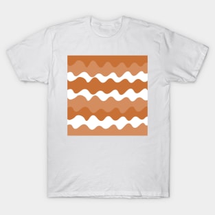 Brown and white horizontal waves pattern T-Shirt